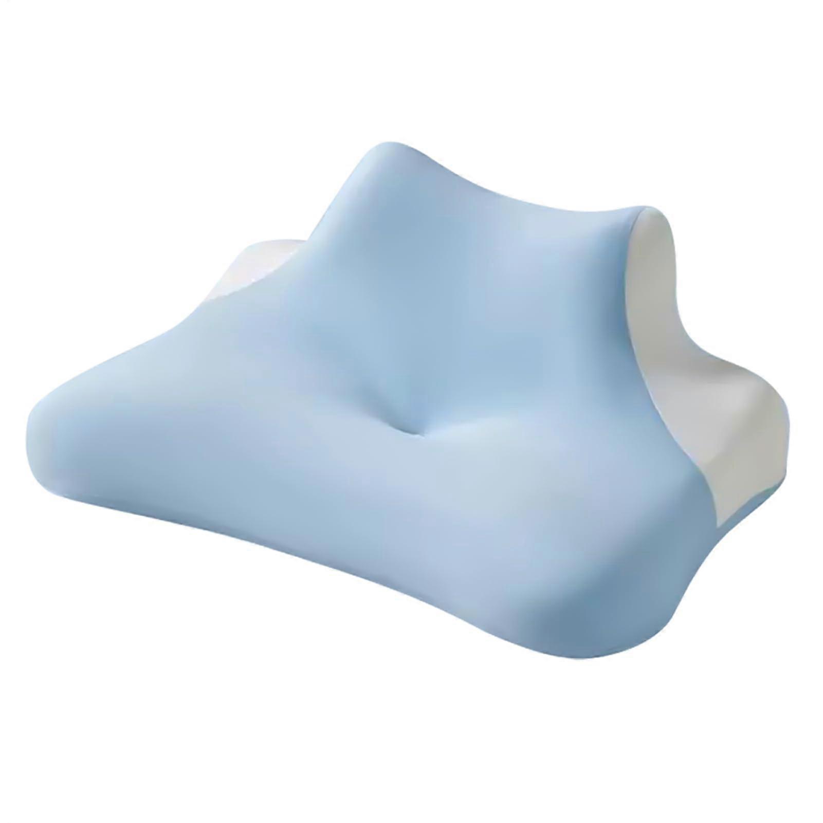 Sleeping Pillow with Ergonomic Face Down Support, Breathable Softtouch Fabric, Massage Recovery Cushion, 60x40x23cm Light Blue