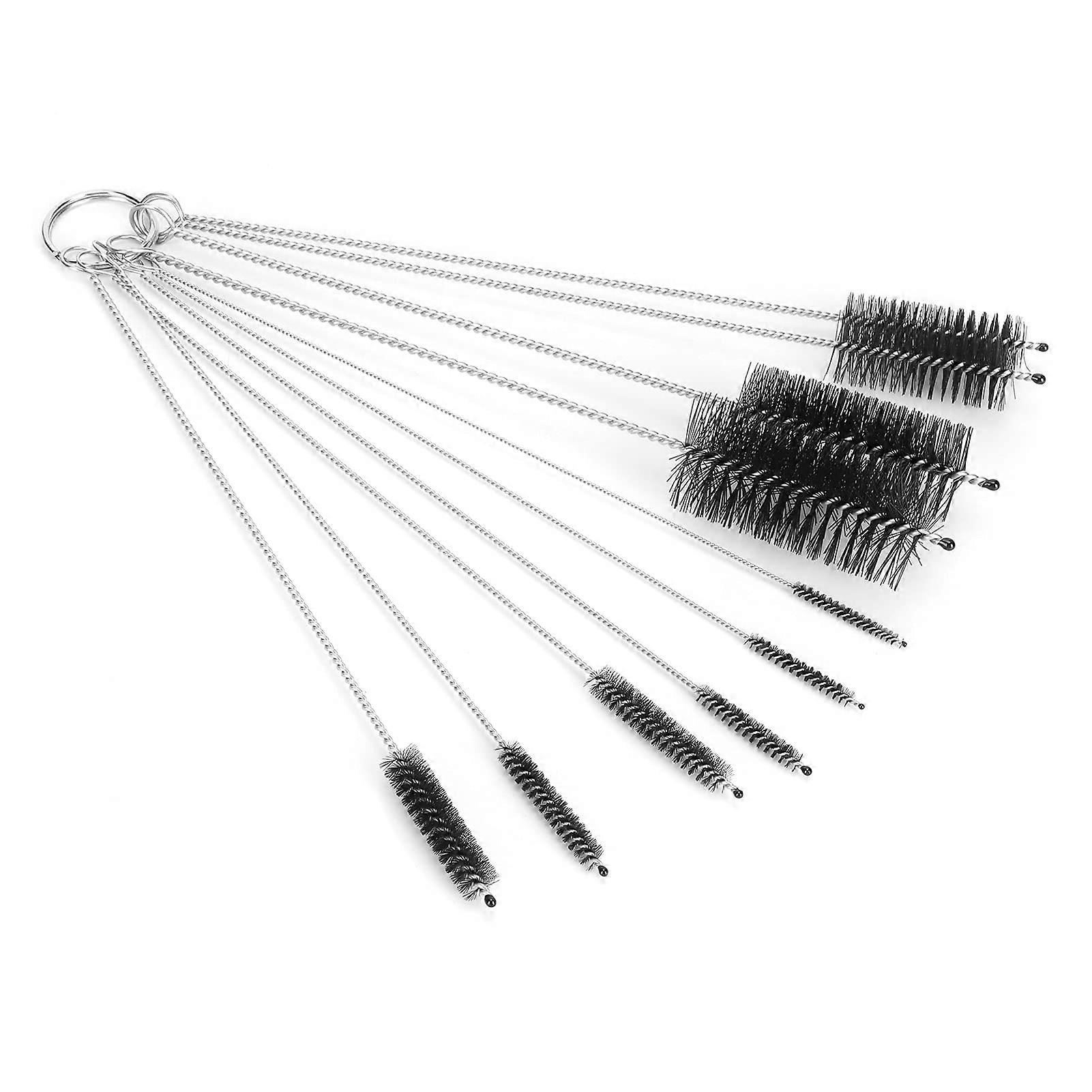 10pcs Stainless Steel Bottle and Straw Cleaning Brush Set with Flexible Handle and Nylon Bristles