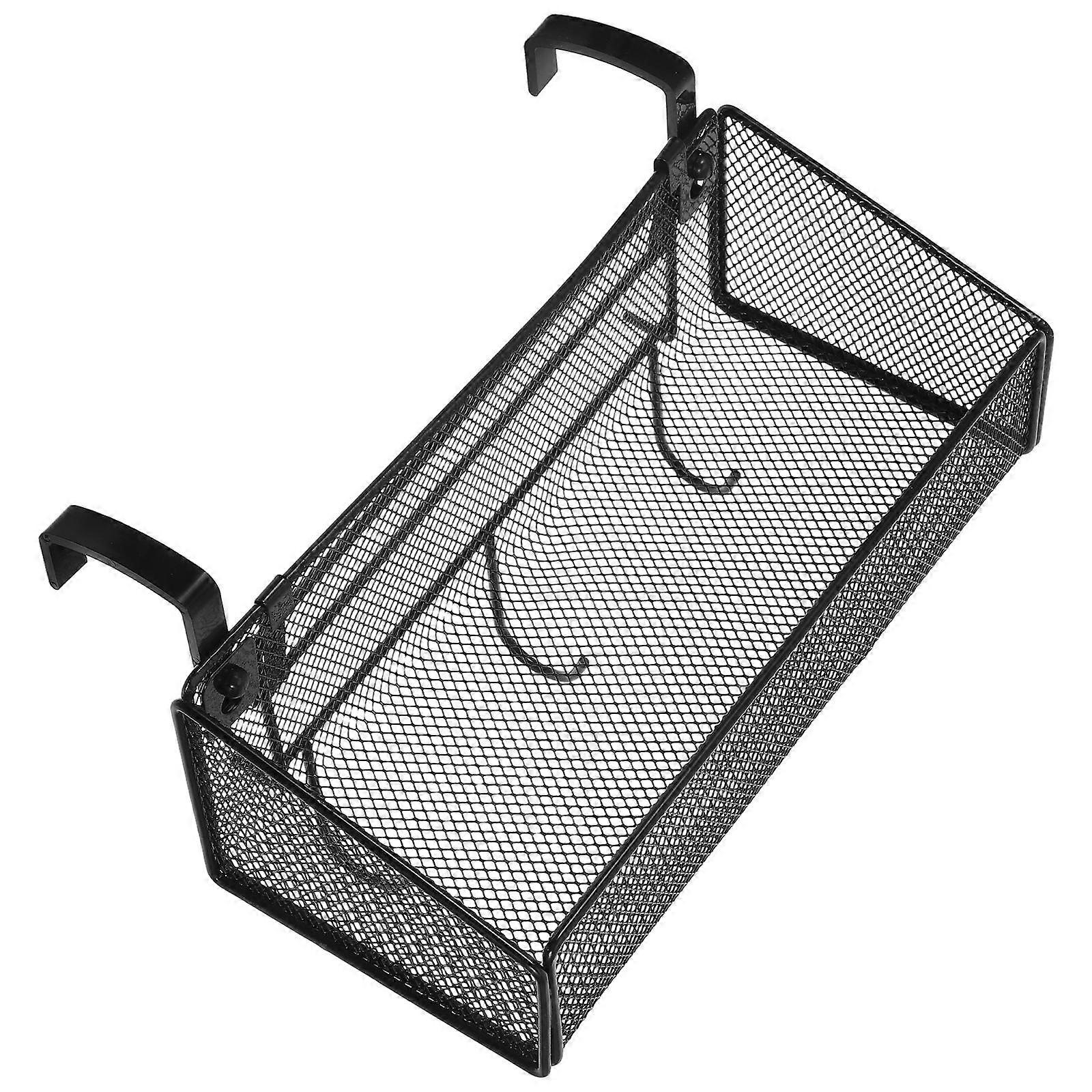 Metal Mesh Bedside Hanging Basket for Storage Use 1Set with Hooks