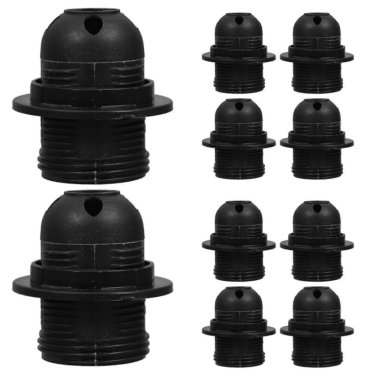 E27 Lamp Holder Socket for Home Use 10Pcs Black Threaded Design