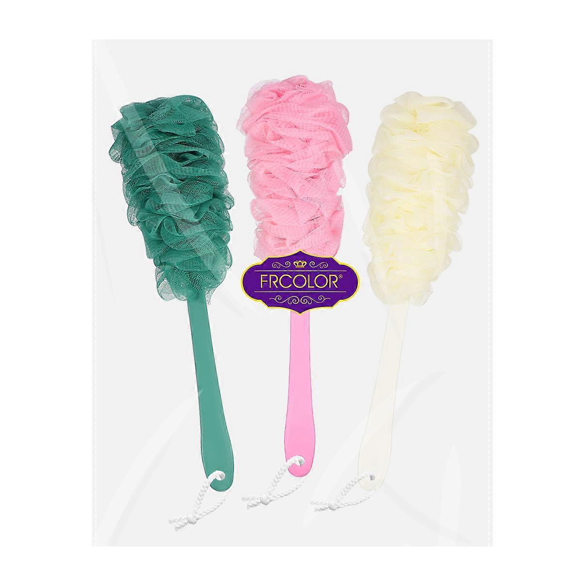 Long Handle Bath Brush Bathroom Accessories for Shower Use 2Pcs Assorted Colors