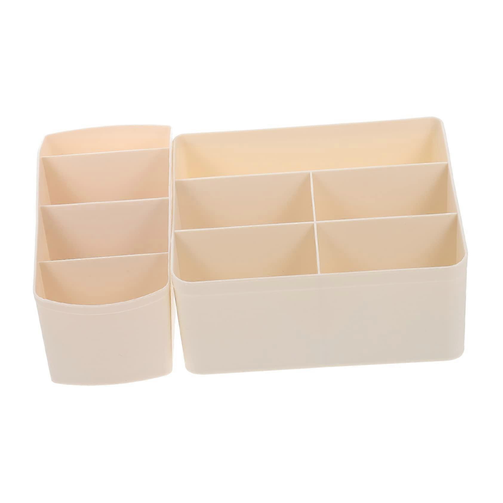 2pcs Desktop Makeup Organizer with Multiple Compartments Large Capacity Cosmetic Storage Box for Vanity