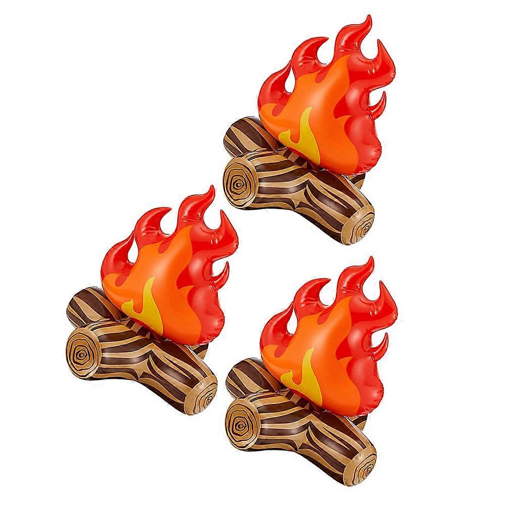 Red Inflatable Campfire Model for Party Use 3Pcs PVC Campfire Props
