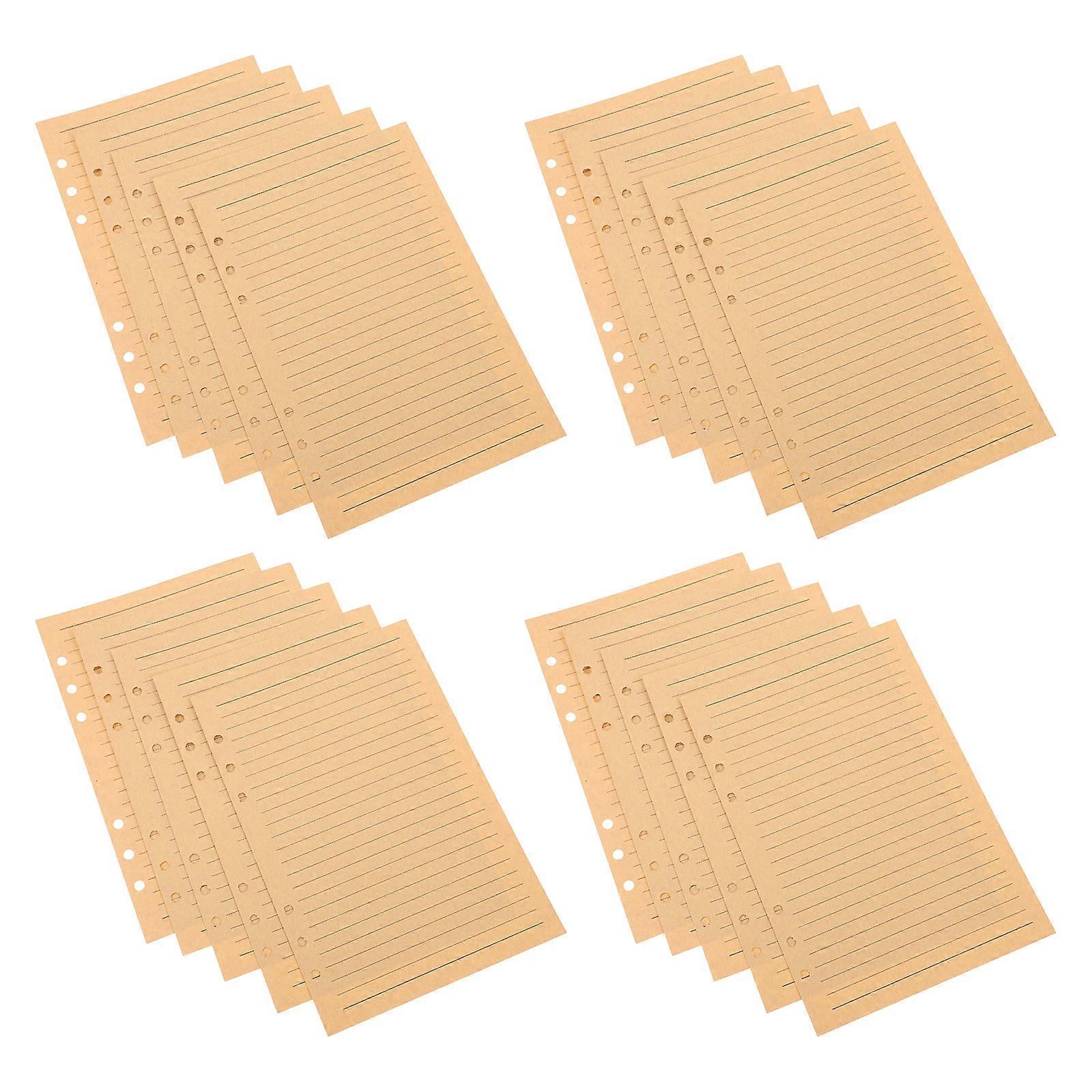 Brown Kraft Binder Paper for Notebook Insert 80 Sheets Refillable Lined Paper