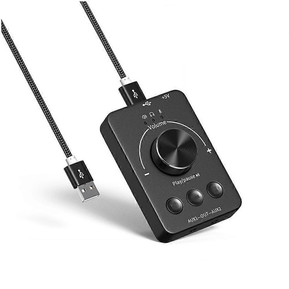 USB Volume Control Knob Multimedia Computer Speaker Controller Adjust Knob One-Key Mute Bluetooth with Play Pause Skip