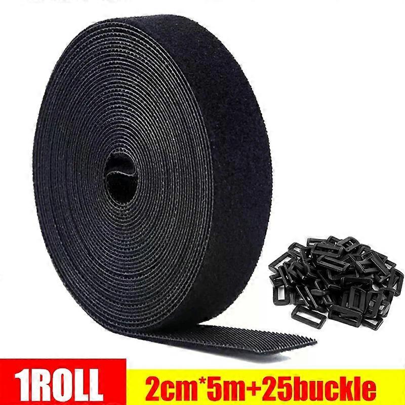 Reusable Fastening Cable Ties Self Adhesive Loop Straps with Buckles Adjustable Adhesive Fastener Tape for Cable Cord Management