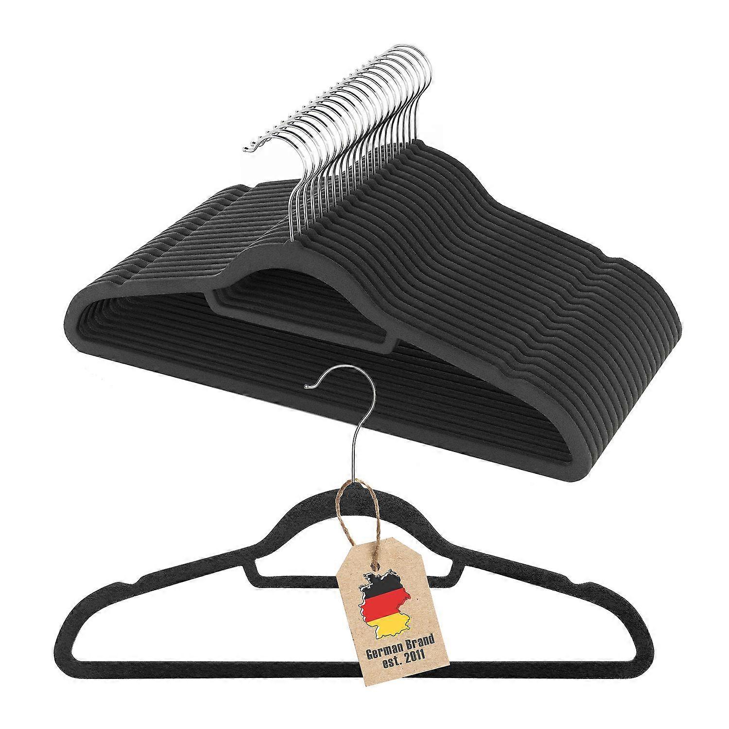 Cintre VELVET BLACK en plastique avec crochets en acier inoxydable orientables à 360 degrés et porte-cravate - cintre cintre cintre costume