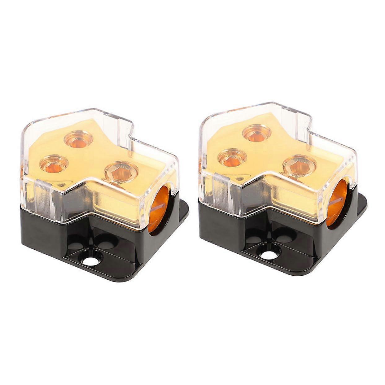 2pcs Car Audio Power Distribution Block with Ground Cable Splitter, Stable Delivery for Amplifiers