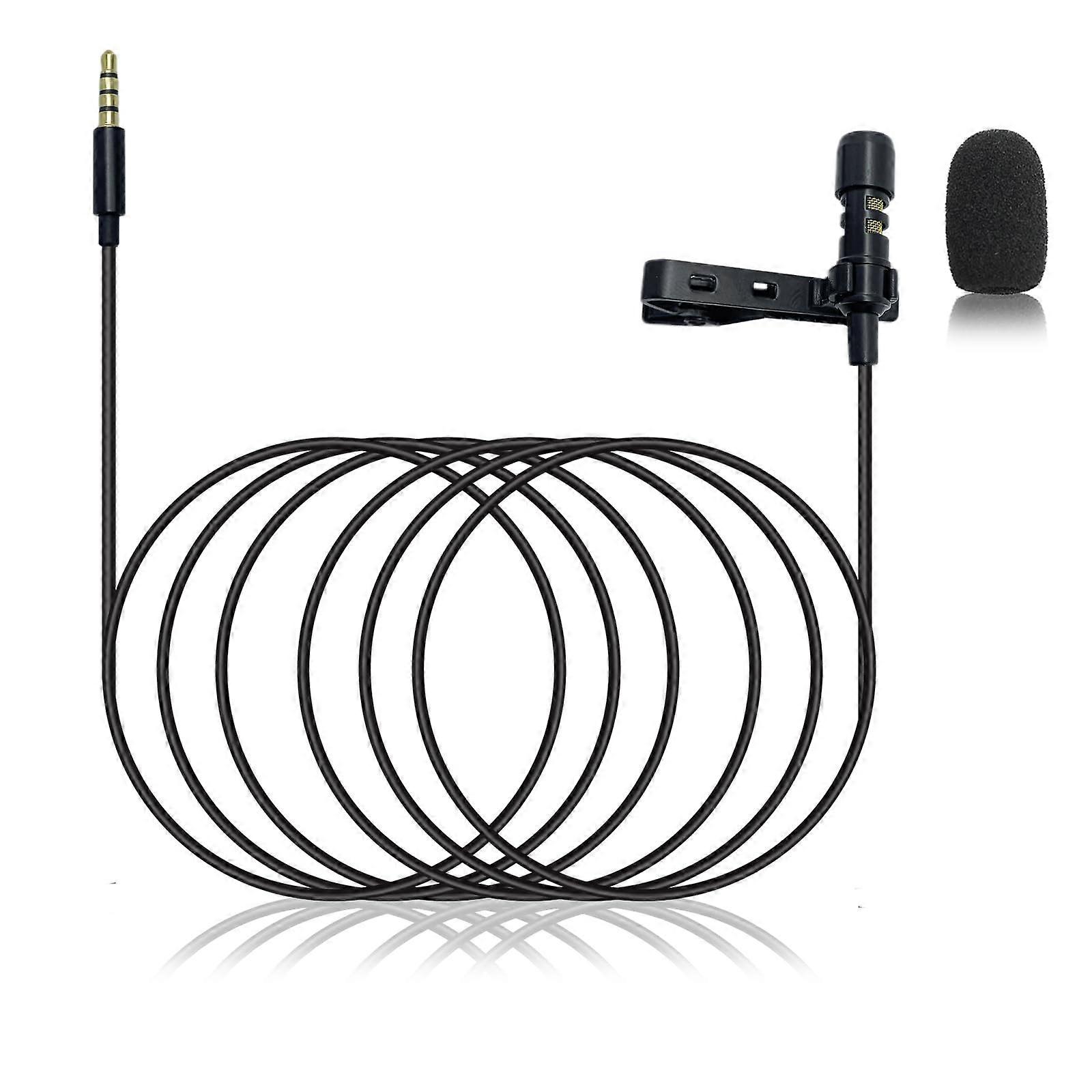 Lavalier Microphone 3.5mm Clipon Lapel Mic with Noise Cancellation for iPhone Android Podcast