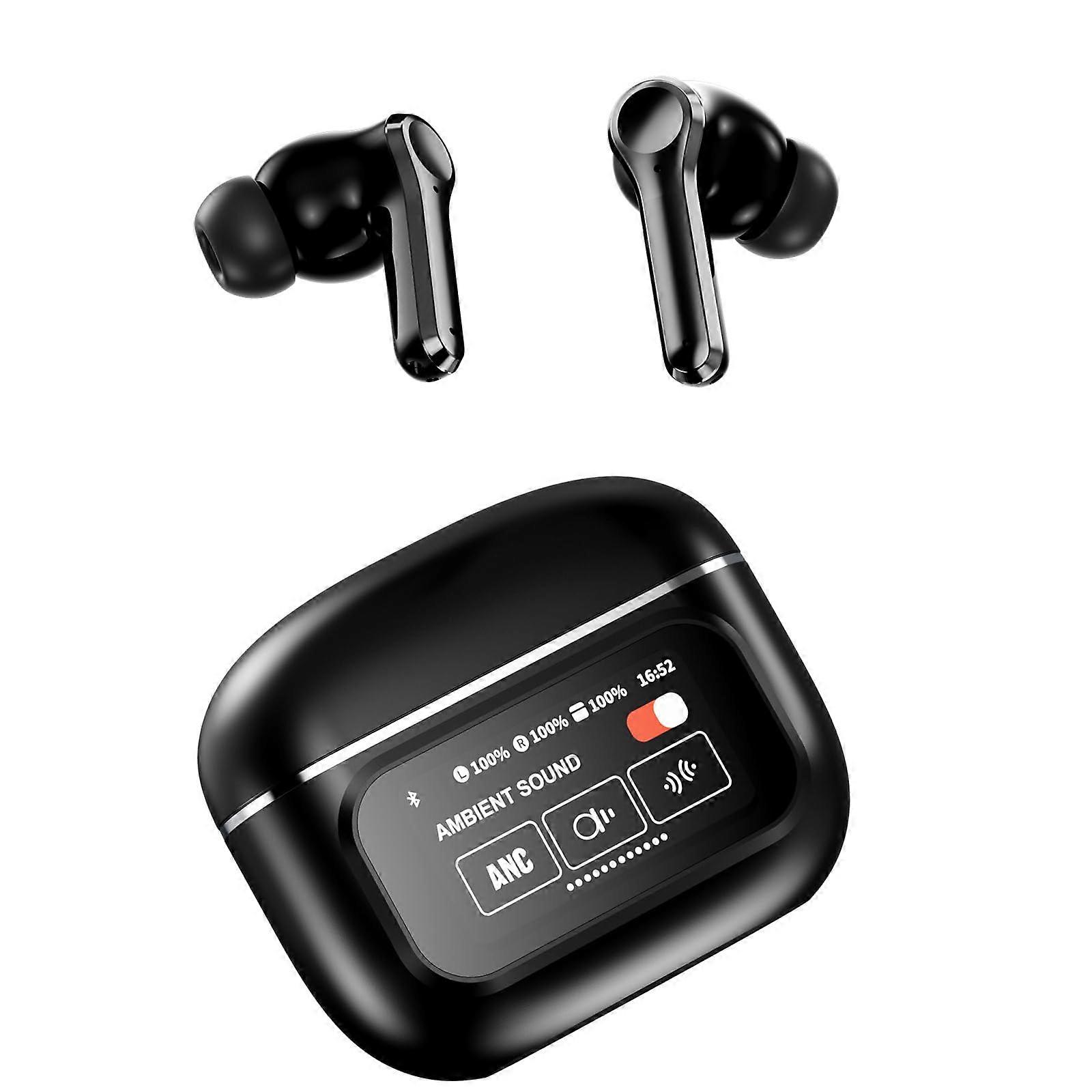 Touch Screen Bluetooth Earbuds with Active Noise Cancelling, 57H Playtime, Transparency Mode, Black