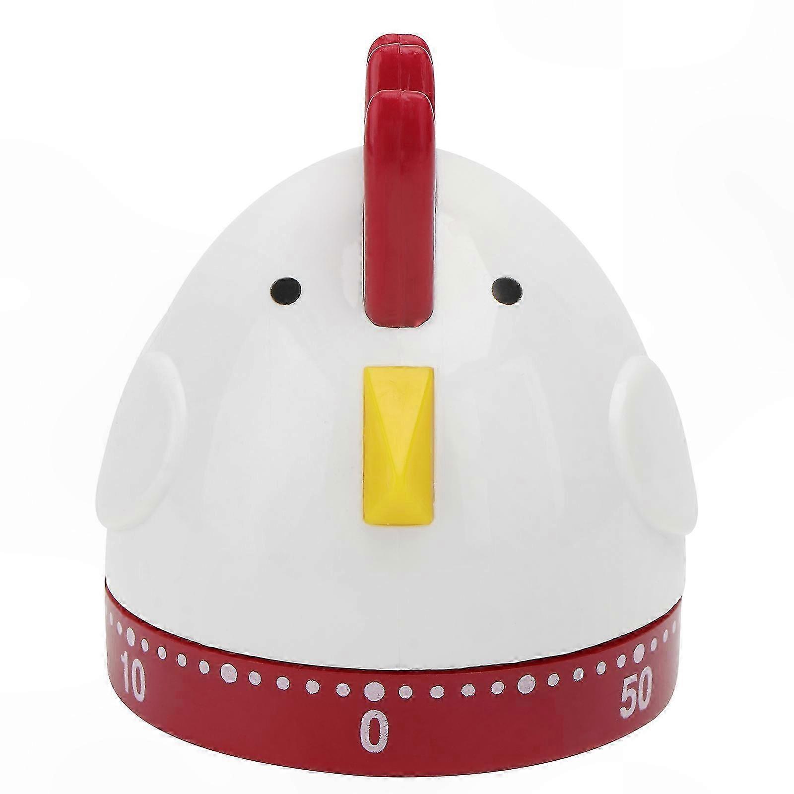White Cartoon Rooster Mechanical Kitchen Timer for Home Use