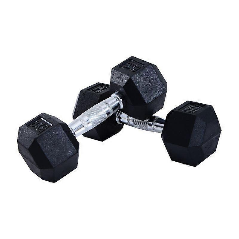2x8kg Rubber Hex Dumbbells Set