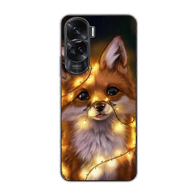 Transparent TPU Silicone Shockproof Slim Cover with Precise Cutouts Red Fox for Honor 90 Lite