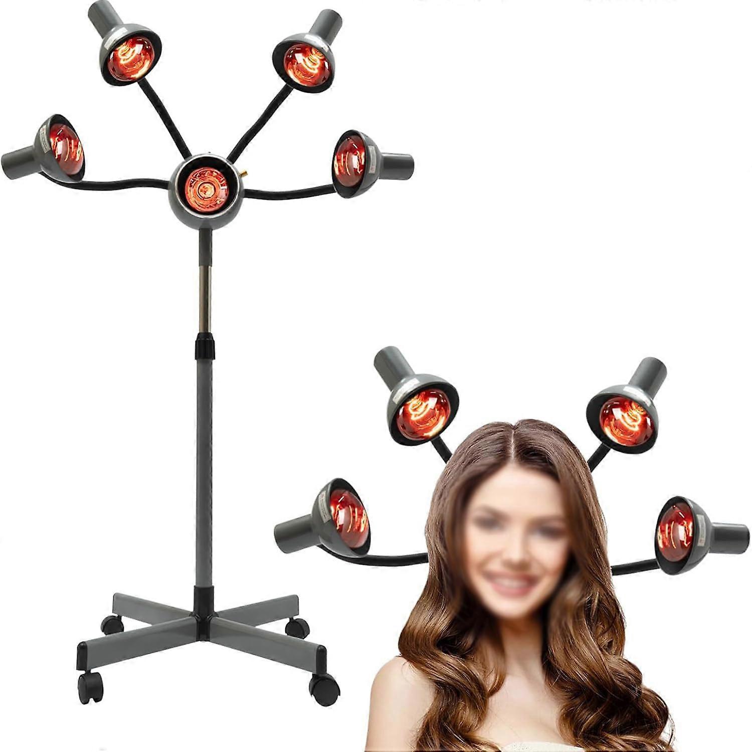 Professional Infrared Hair Dryer with 5 Heating Heads, Adjustable Height and Rolling Base for Salon