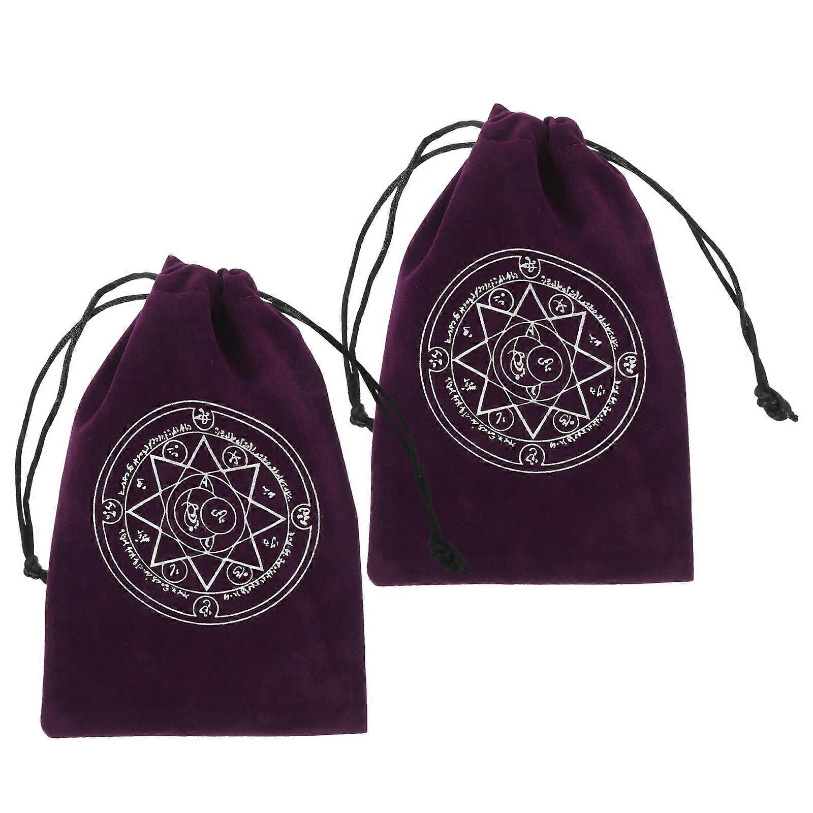 Portable Tarot Bag 2Pcs Drawstring Pouch for Tarot Enthusiasts Gift Giving Rectangular Velvet Closure