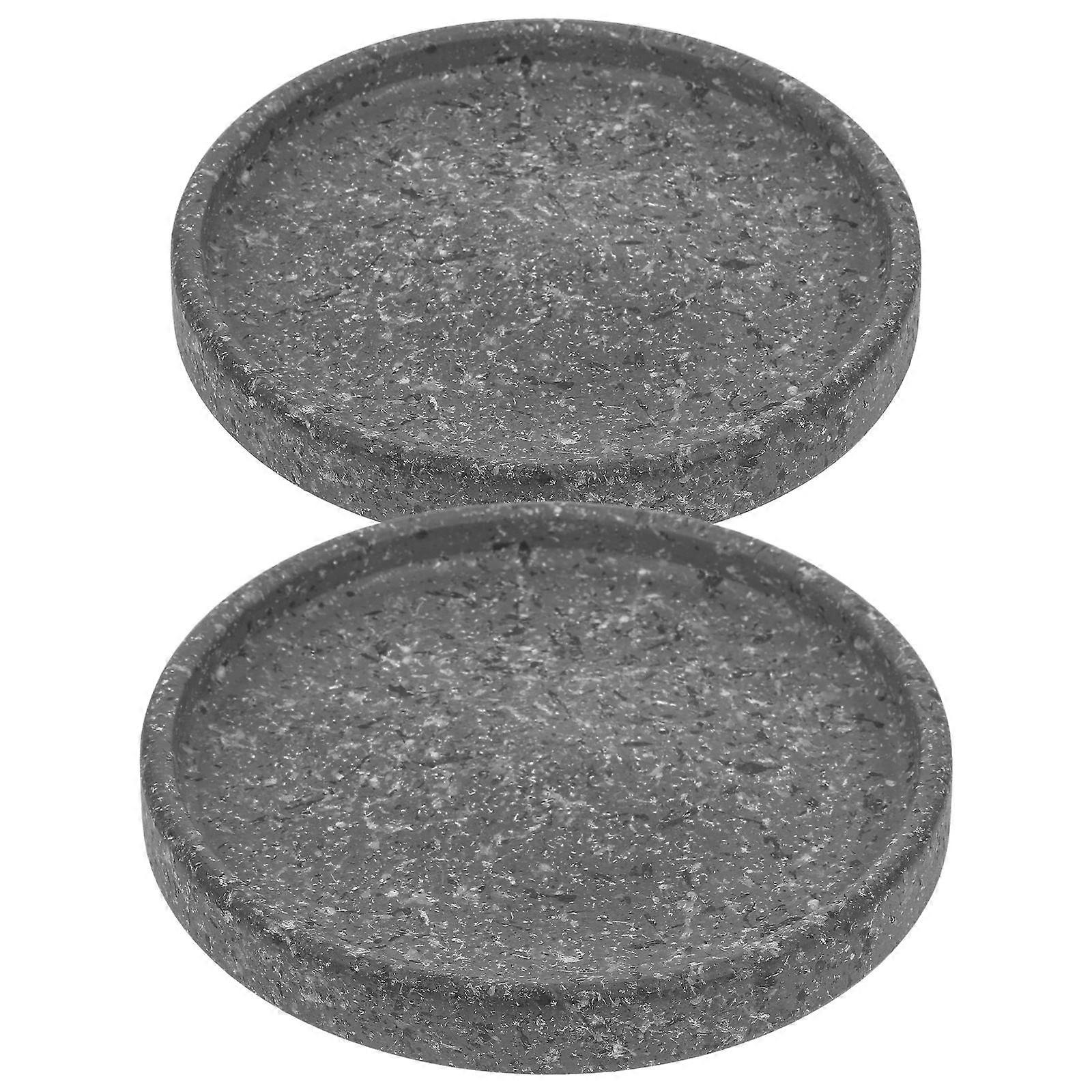 Flowerpot Tray Ceramic Base Tray for Storage 2Pcs Grey Material