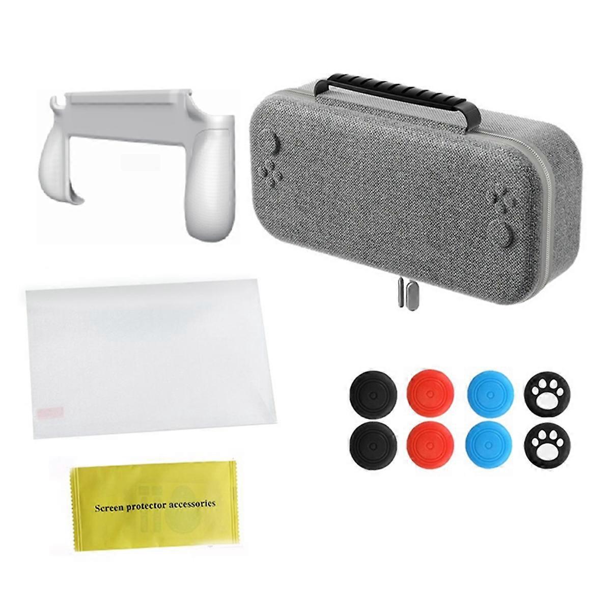 For Switch 2 Storage Bag+Screen Protective Film+Joystick Caps+Replaceable Ergonomic Grip Handle for 2 B