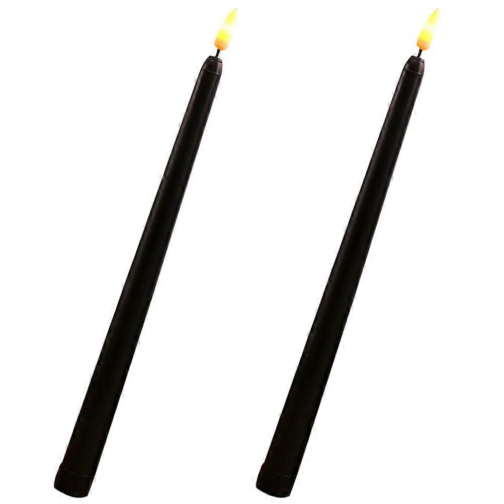 Black LED Electronic Candle Lights for Halloween Decorative Use 2Pcs
