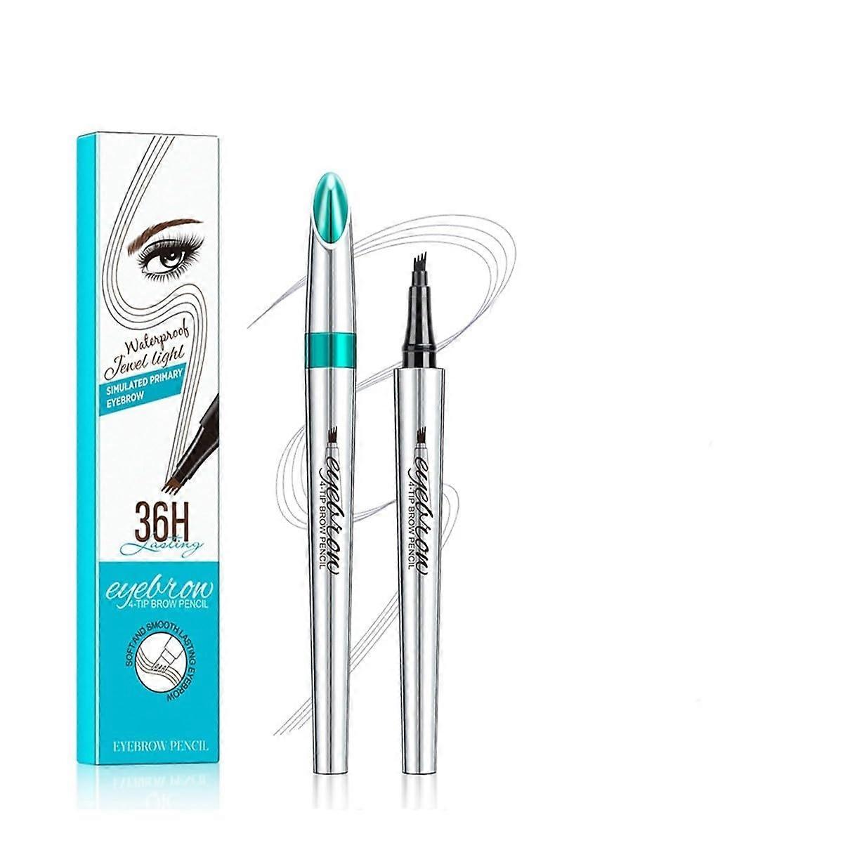 Waterproof Microblading Eyebrow Pencil 4 Fork Tip Long Lasting 3D Tattoo Brow Pen Gray