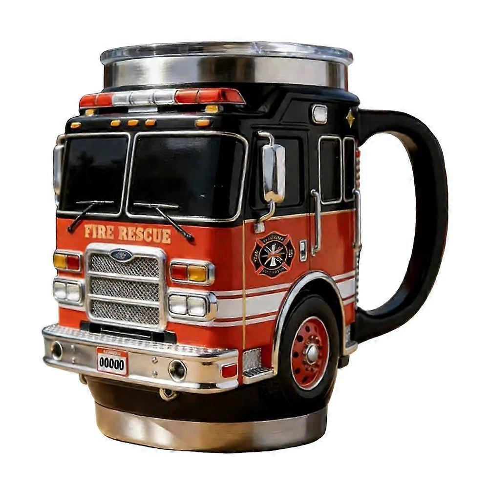 Mug Pompiers – Pour les plus courageux d'entre nous, Mug Camion de Pompiers 3D, Gobelet Isolant à Double Paroi en Acier Inoxydable, Cadeau Idéal pour les Pompiers en Caserne