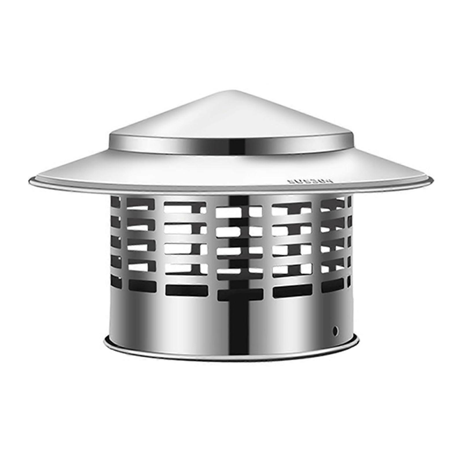 Round Stainless Steel Chimney Cap 110mm Rainproof Vent Cover with Rustproof Mesh Screen