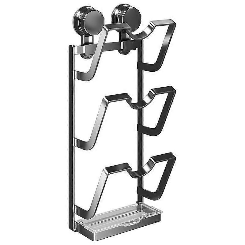 Pot Lid Holder Wall Mounted No Drill Suction Cup Kitchen Lid Organizer Vertical Space Saving Rustproof