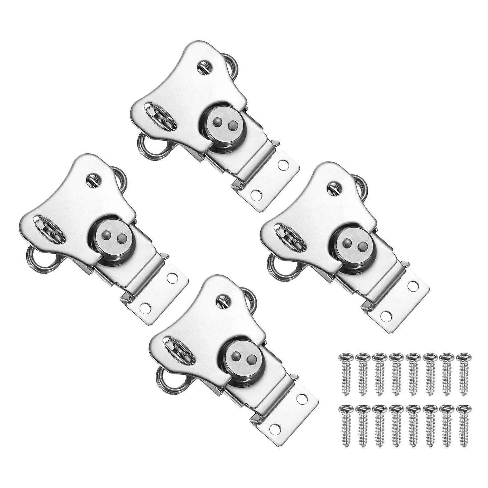Spring Loaded Butterfly Twist Latch 4PCS Steel Toggle with Keeper for Case Box Chest Closure Silver