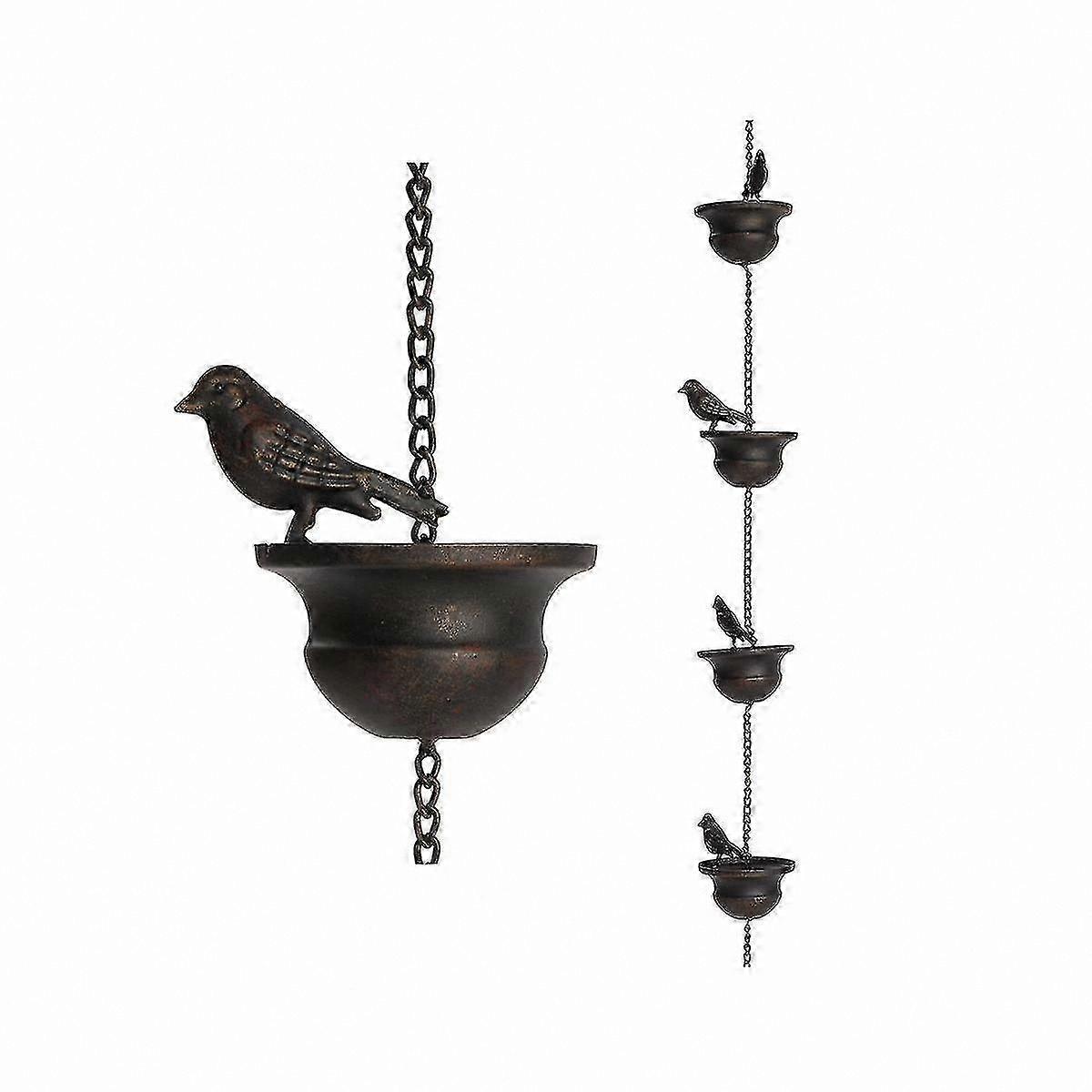 Gutter Rain Chains with Bird Design, 7.8ft Wind Chimes, Includes Attached Hanger for Outdoor Use