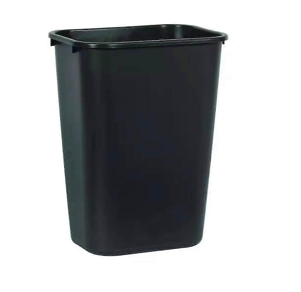 10.38 Gal Black Rectangular Trash Can, SpaceSaving Durable Plastic with EasyClean Rolled Rims
