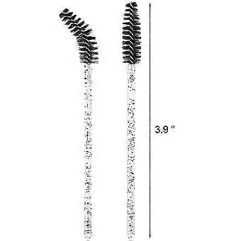 100 stuks wegwerp wimperborsteltjes, mascaraborsteltjes, make-upborstels voor wimperextensions en wenkbrauwborsteltjes (zwarte glitter)