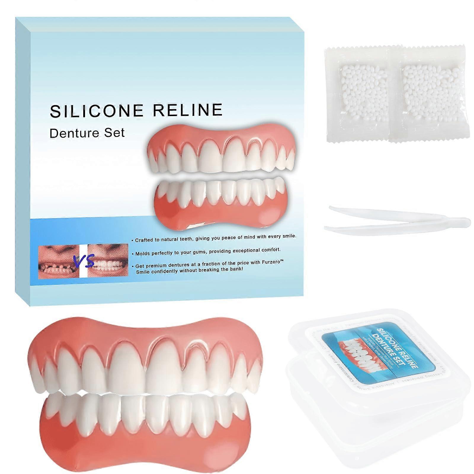 Dentures Silicone Set for Upper and Lower Teeth with Comfortable Fit and Natural Tooth Texture