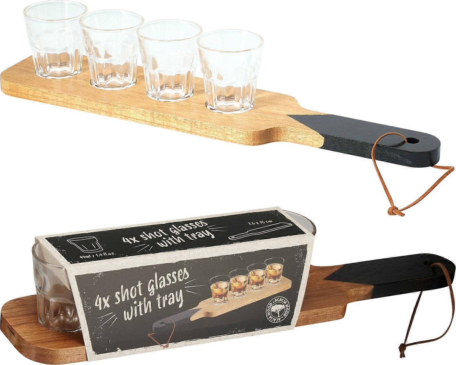 Shotglas på bricka Shotset 4 glas