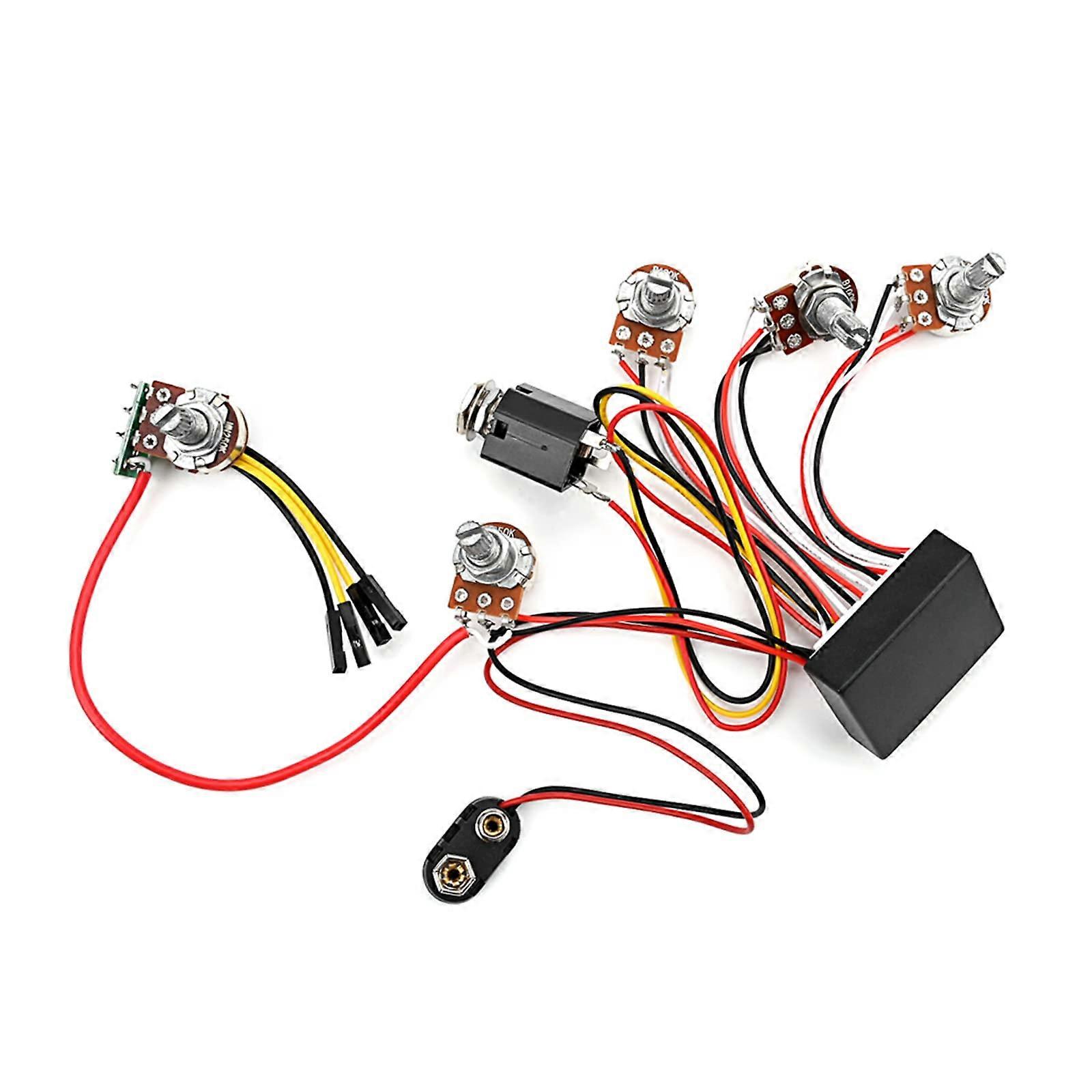 Active Bass Preamp with 3 Band EQ, Precise Tone Control and Dual Pickup Compatibility Prewired Kit