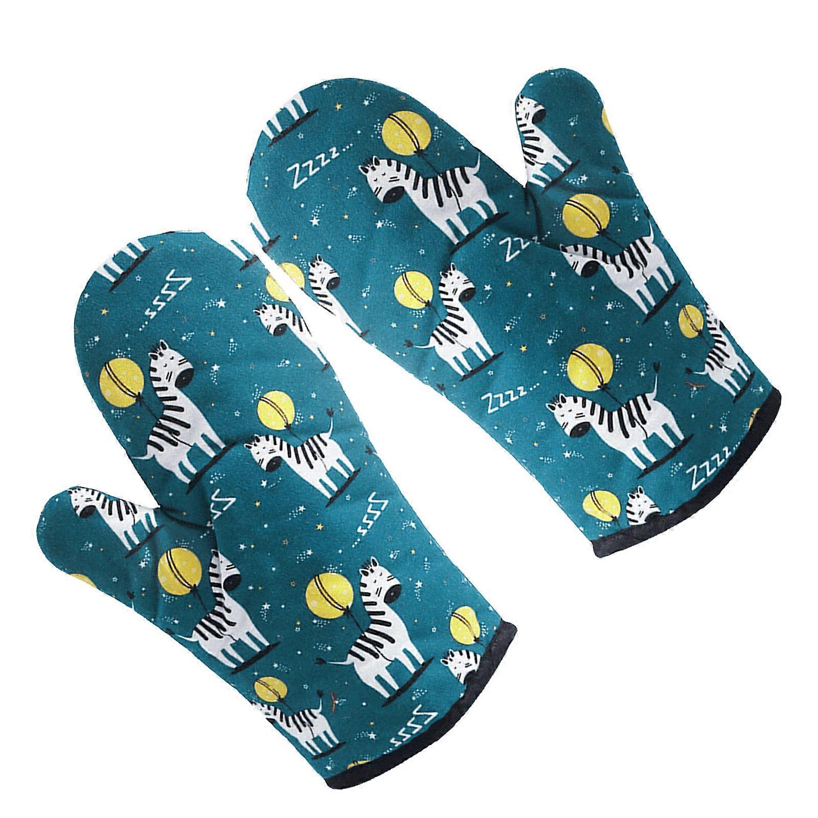 Thickened Heat Resistant Gloves for Kitchen Baking 1Pair Cotton Linen Microwave