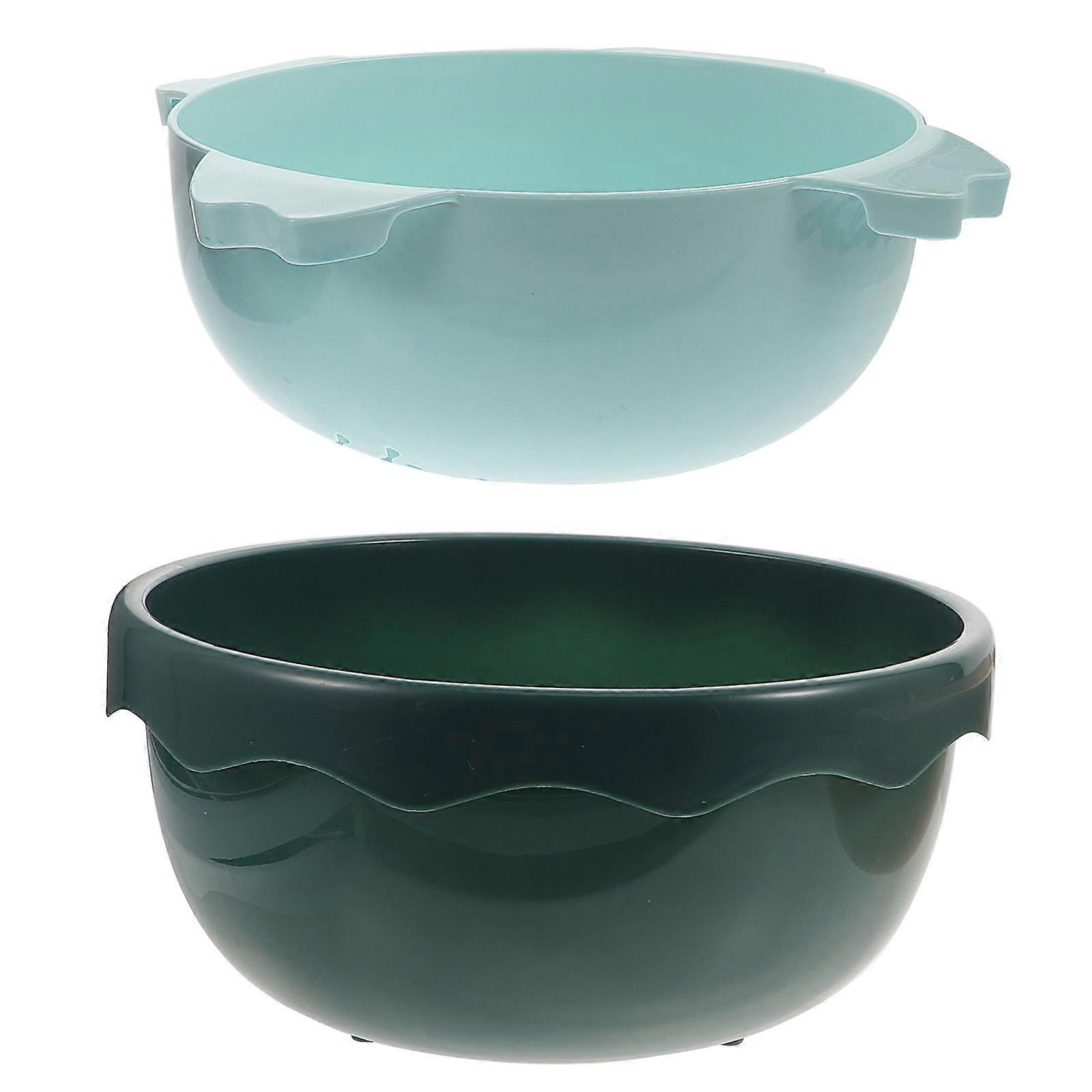 Double-Layer Kitchen Drain Basket in Blue for Fruit Drying 3Pcs