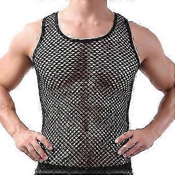 Underwear O Neck Breathable Sleepwear Fish Net Pure Color Vest for Sleeping