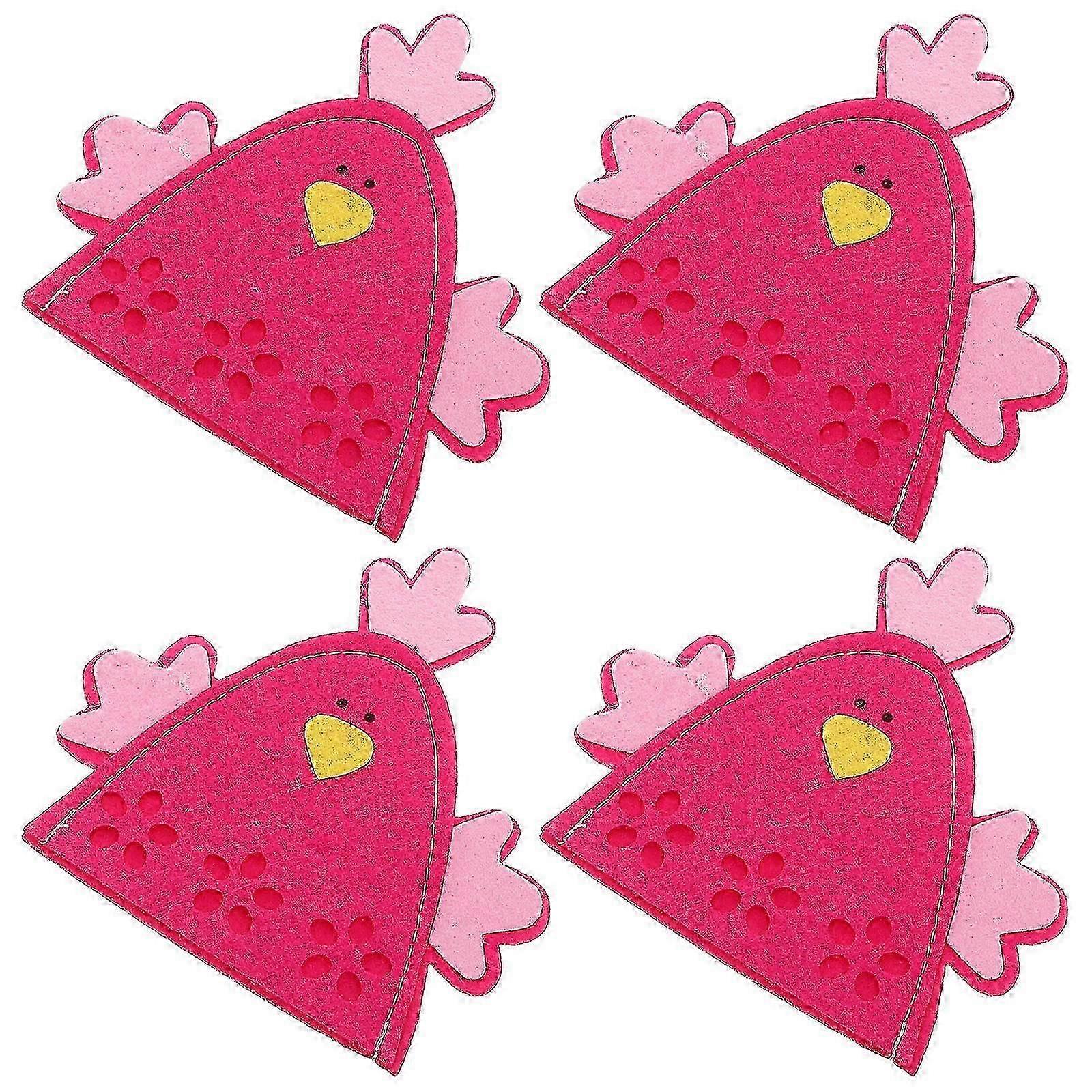 Decorative Easter Chick Shaped Egg Covers Rosy for Easter Party 4Pcs