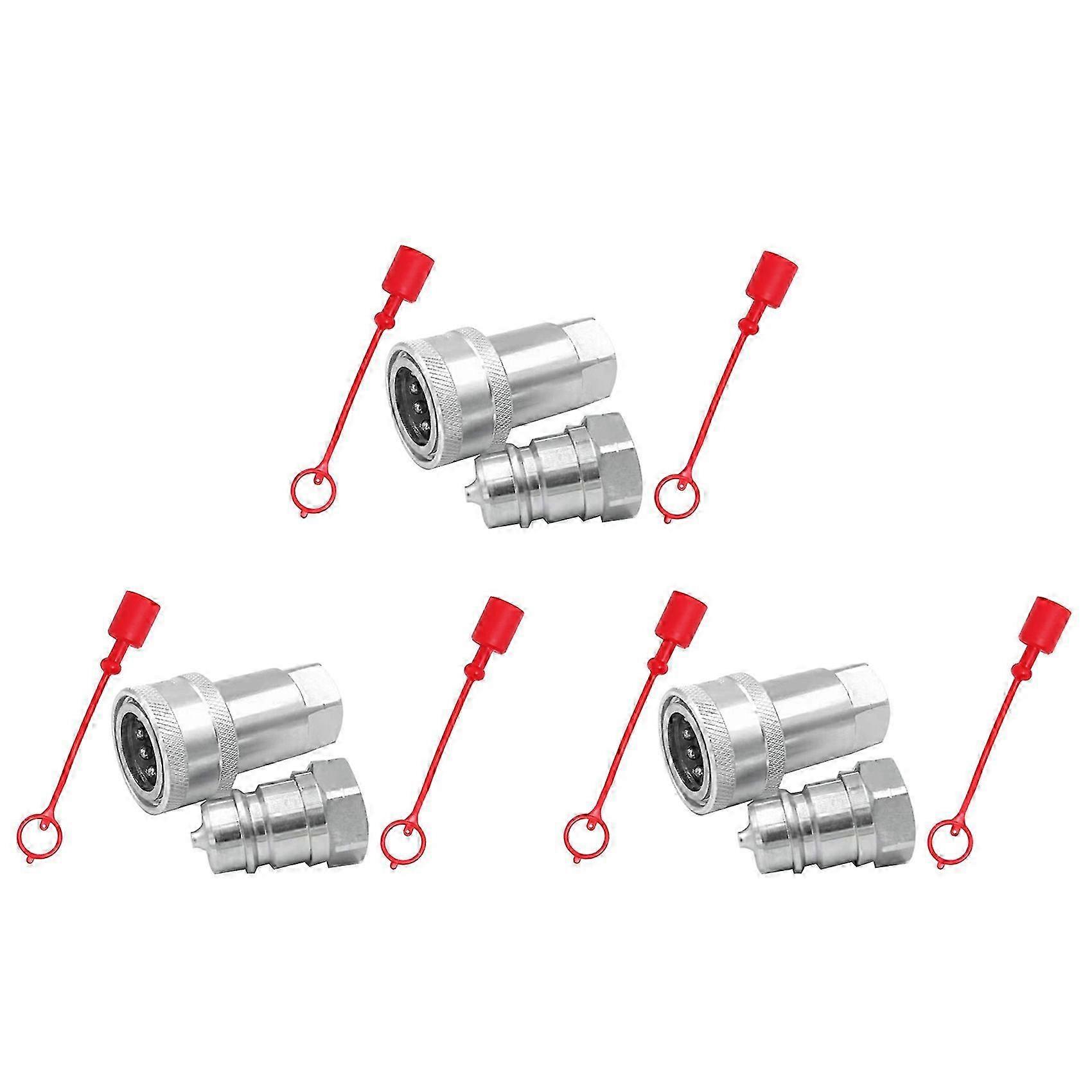 3X Quick Release Fitting ISO7241-A NPT Hydraulic Coupling Connector 1/2Inch Quick Change Interface