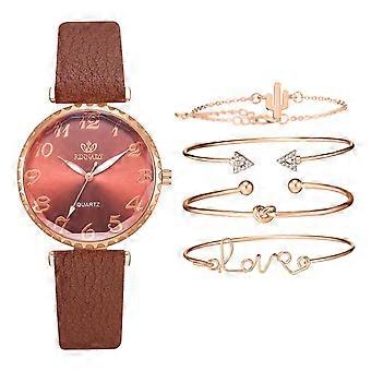 Damenuhr, modische Armbanduhr mit luxuriösem Lederarmband, analoge Quarzuhr