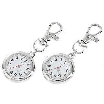 Nurse Pocket Watch Silver Stainless Steel Simple Design 2Pcs Decorative Watch
