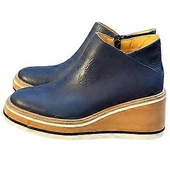 Damskie Premium Solid Colors Wedge Ankle Boots Round Toe Footwear Wedges Casual Shoes Modne