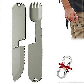2 in 1 Spork Knife Camping Utensils Set with Magnetic Connection, Lightweight Outdoor Cooking Tool