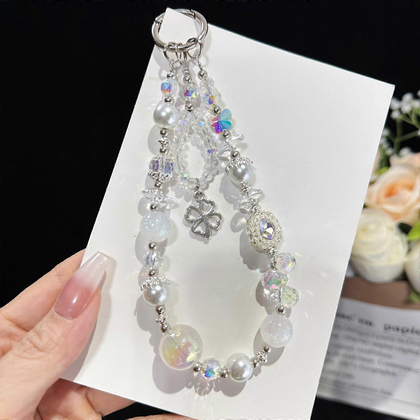 Beaded Leaf Lucky Iridescent Double-Layer Crystal Chain