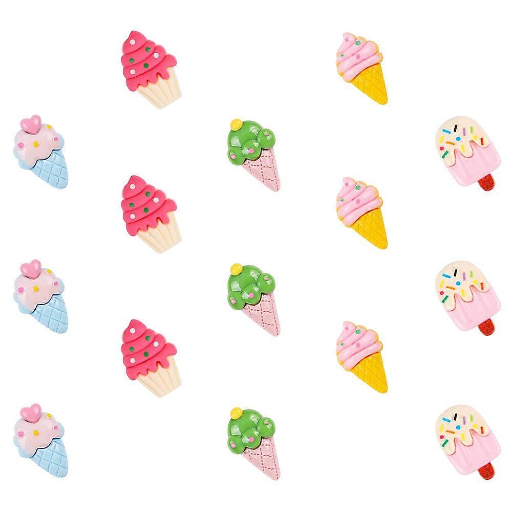 Replaceable Push Pin for Ice Cream Shape Thumb Tacks 15Pcs Resin Material