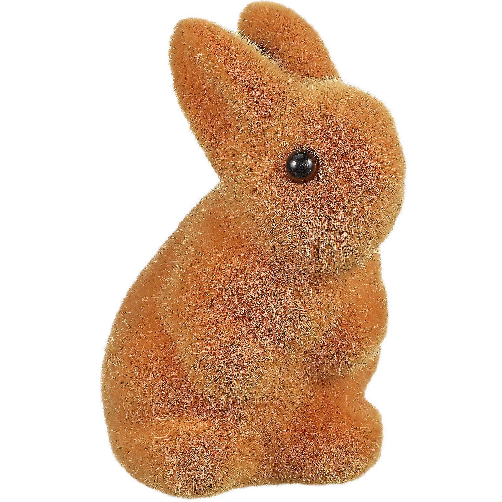Plastic Rabbit Decor for Decoration 1Pcs Easter Resin Flocked Rabbit