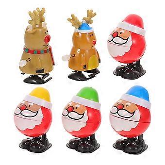 6pcs Wind Up Toy: Christmas Party Favor - Wind Up Reindeer Plaything - Clockwork Xmas Figurine - Novelty Wind-Up Animal Toy