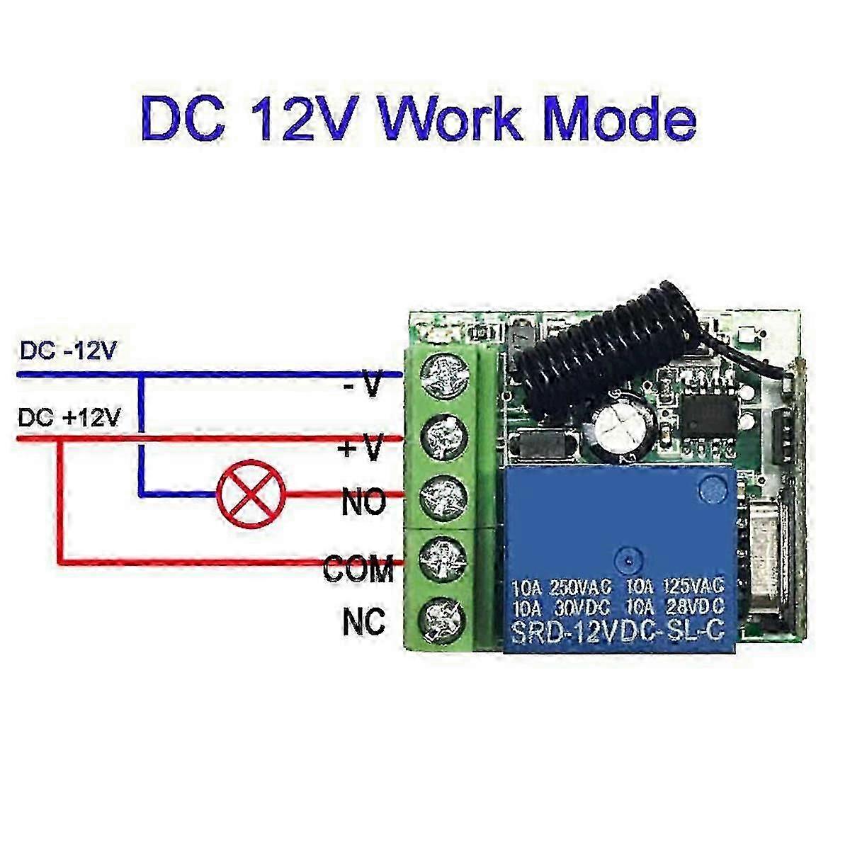 433Mhz Wireless RF Transmitter & Receiver Module, Universal DC12V 1CH Relay Remote Control Switch