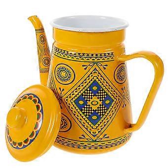 Camping Coffee Pot Enamel Water Heating Kettle For Outdoor Camping Family Use 1.5L 1Set