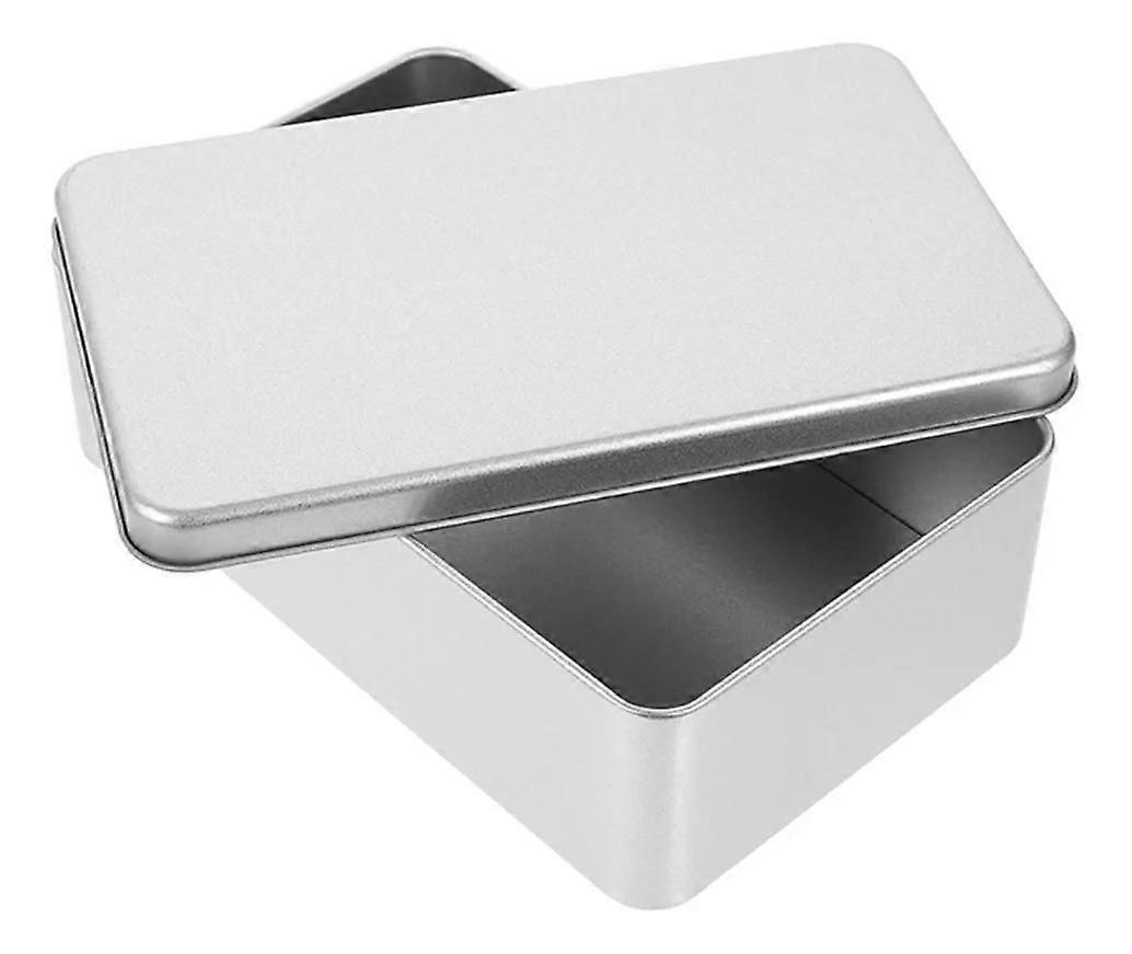 Rectangular Silver Tin Cookie Box