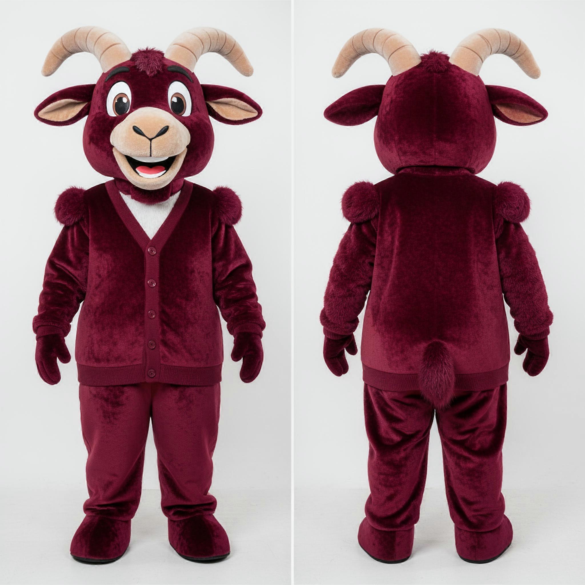 MASTICOT Maroon Plush Boer Goat Mascot